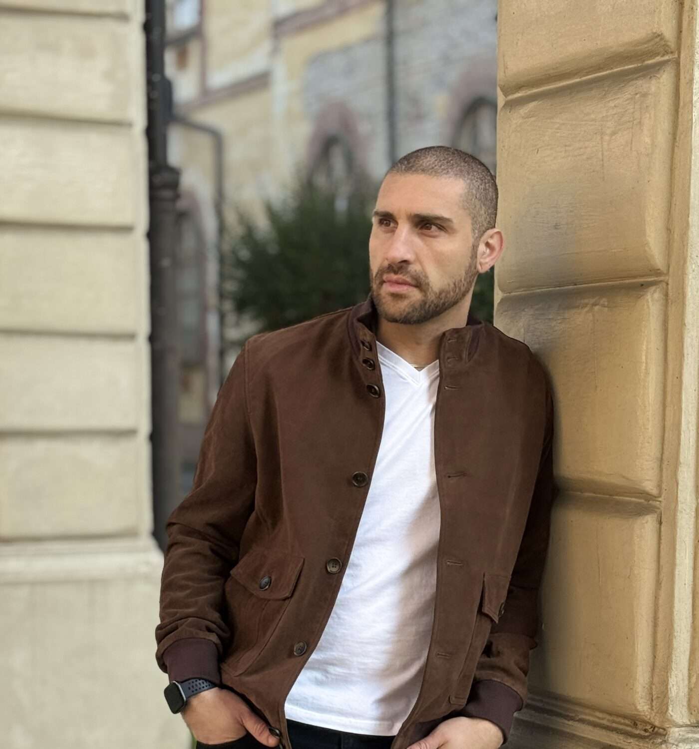 Giacca Biker in Pelle di Agnello Scamosciata Uomo “Classic”