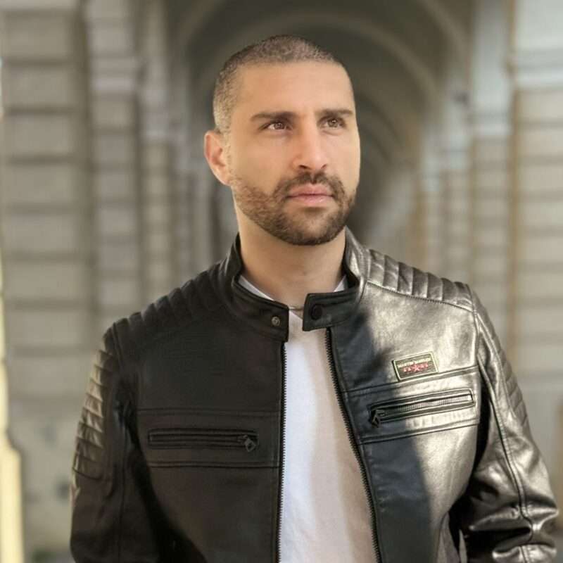Giacca Biker in Pelle di Vitello Uomo “Motorcycle”