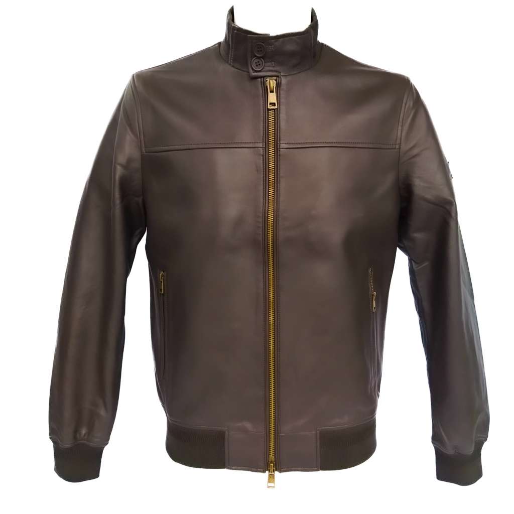 Giacca Bomber c/zip in Pelle di Agnello Uomo “Classic” brown