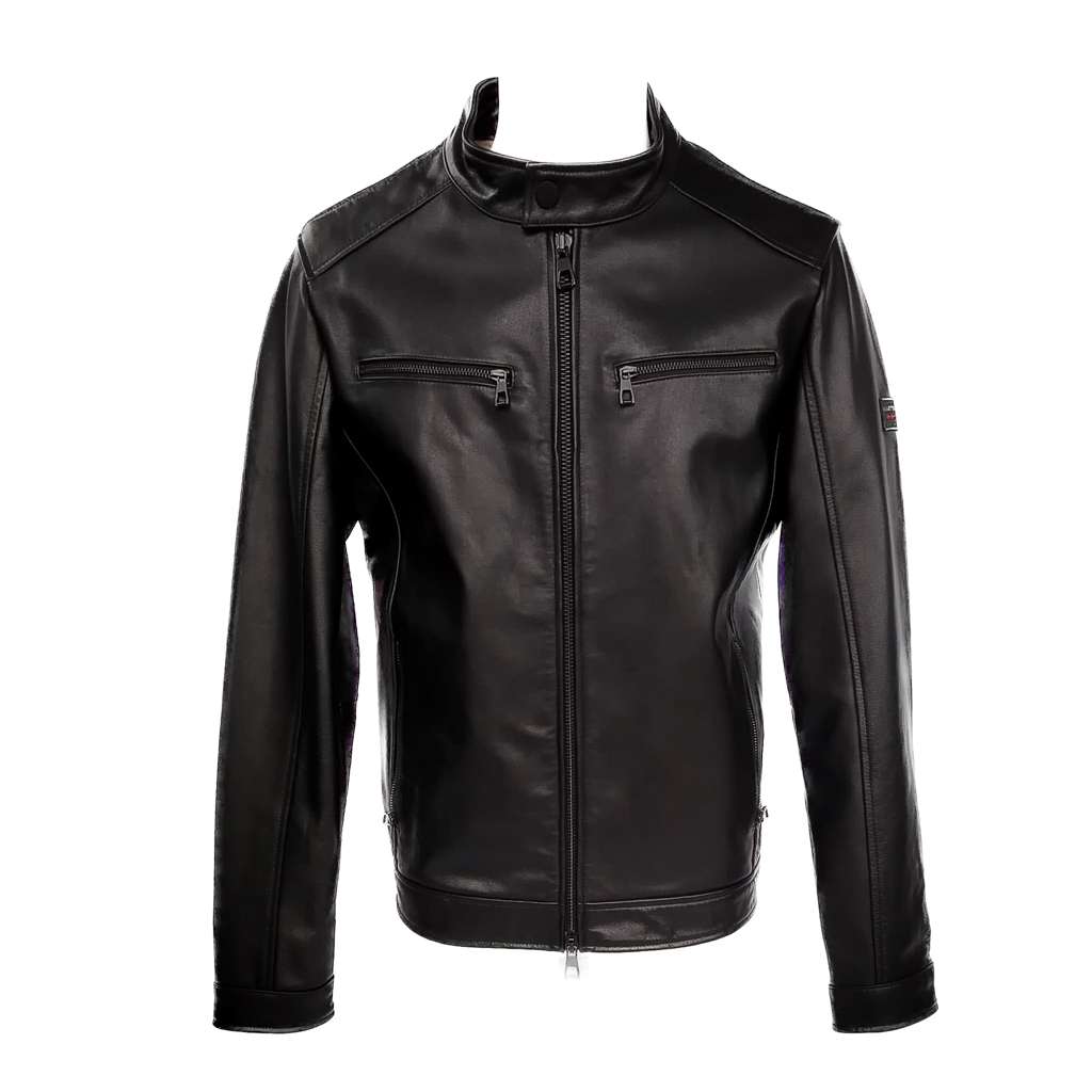 Giacca Biker in Pelle Bovina di Vitello Uomo “Motorcycle”